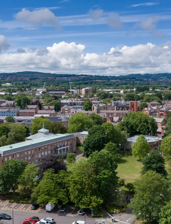 aerial view of Wrexham City