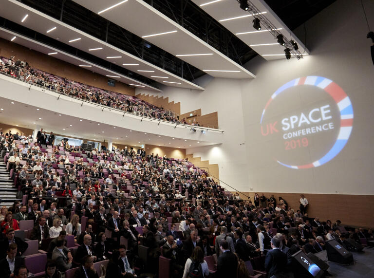 People sat ready for the UK Space Agency Conference.
