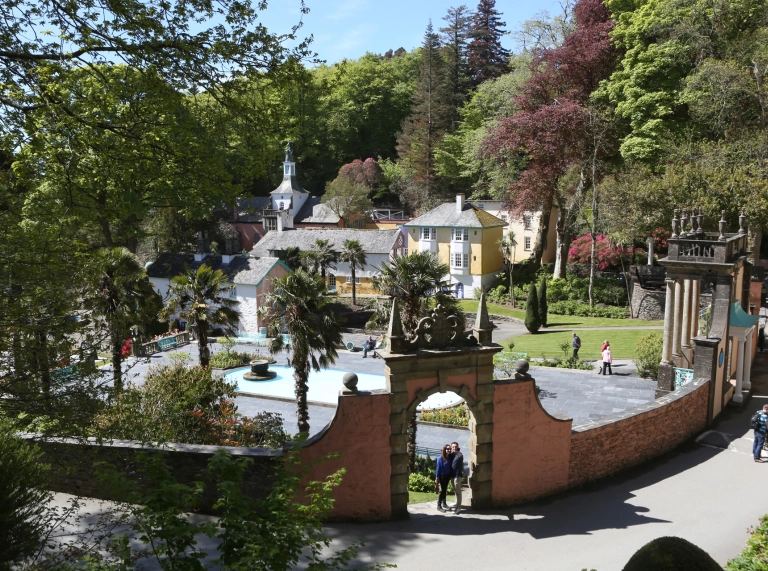 An arched doorway in the Piazza at Portmeirion.