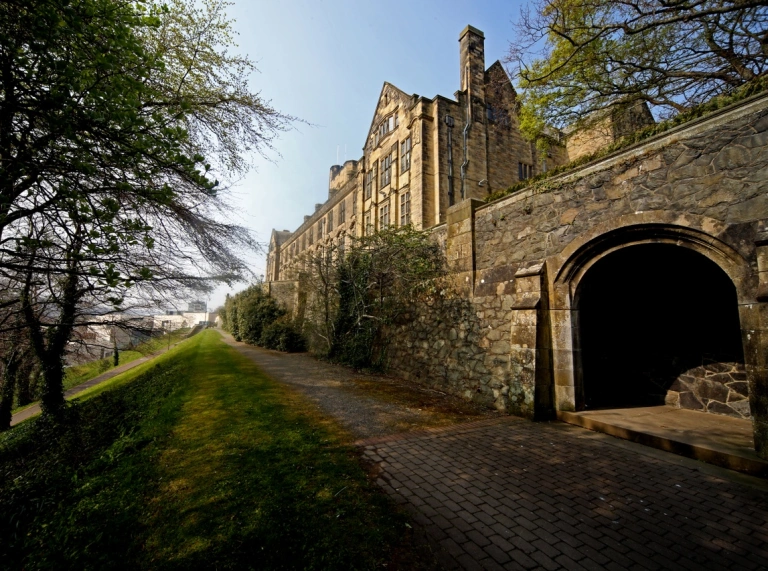 A path leading to a university next to forestry.