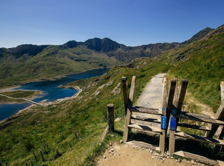 The Pyg track looking towards the summit of Wales tallest mountain.