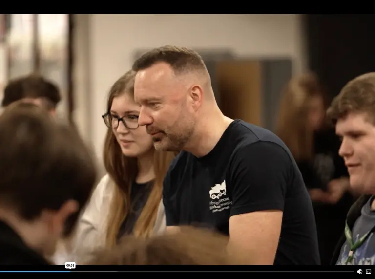 Richard Hebblewhite talking to students