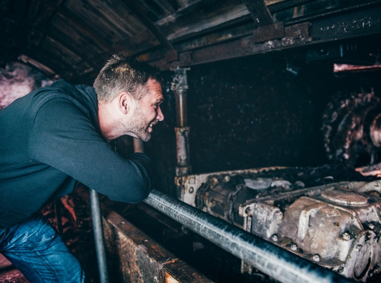 Visitor looking into the mine at Big Pit National Coal Mine