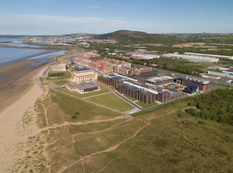 aerial image of swansea university 