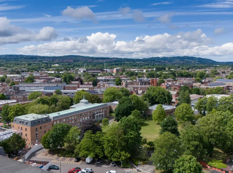 aerial view of Wrexham City