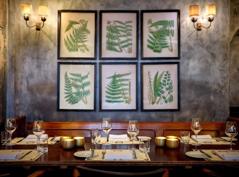 Foxhunter bar table laid out for dinner at The Angel Hotel 