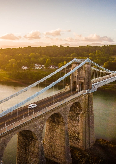 A large bridge crossing a river.