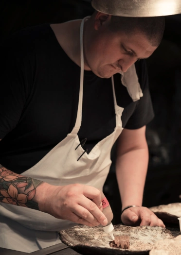 Gareth Ward cooking at his restaurant.
