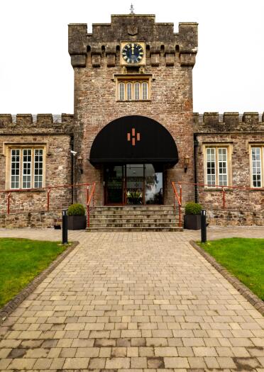 exterior of front of building at Hensol Castle Distillery 