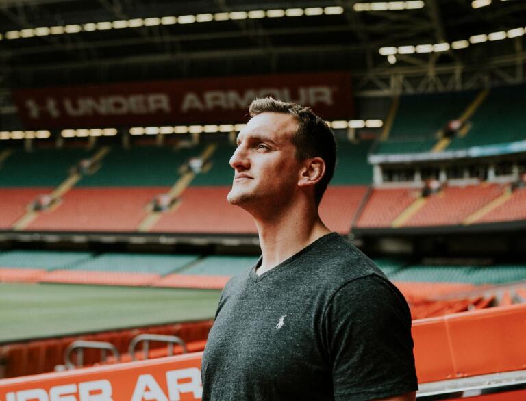Sam Warburton inside a sporting and entertainment arena.