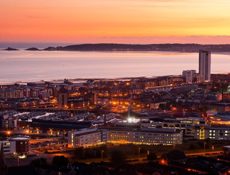 Swansea View over city & Maritime Quarter