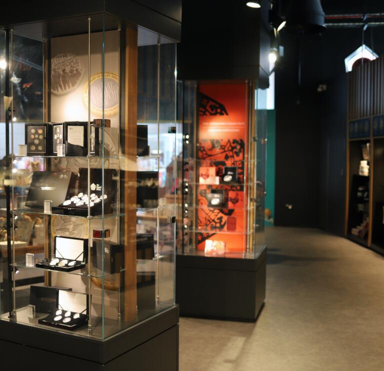 Coins exhibited at The Royal Mint Experience