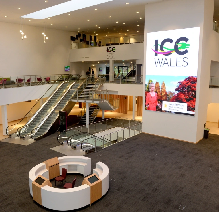 The foyer of a large conference and events centre.