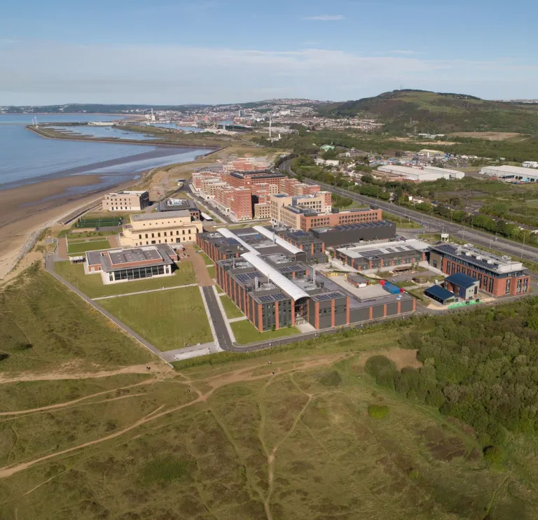 aerial view of Swansea Bay Univerity campus
