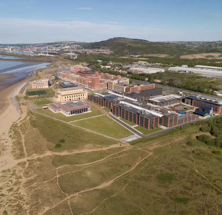 aerial image of swansea university 