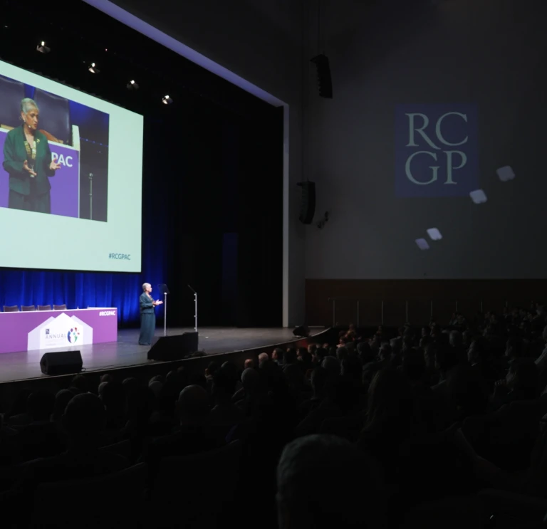 Royal College of General Practioners Conference 2025 speaker on stage at ICC Wales 