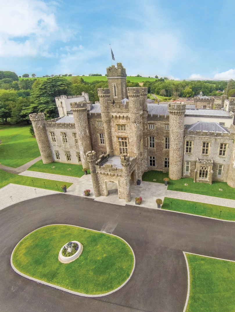 An aerial shot of Hensol Castle and grounds, Vale of Glamorgan.
