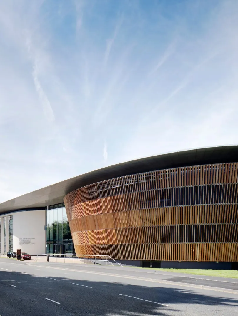 External view of the Royal Welsh College of Music and Drama building.