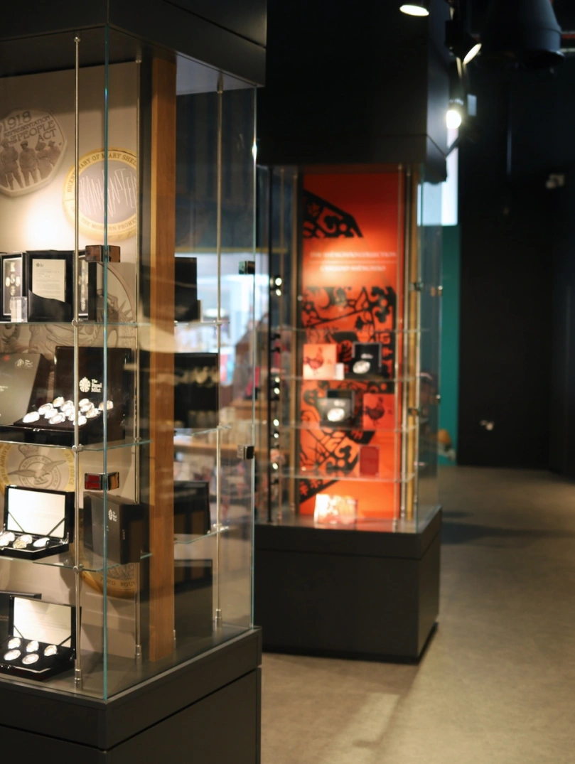 Coins exhibited at The Royal Mint Experience