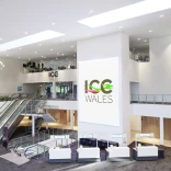 Inside the main foyer area of the ICC Wales.