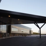 Outside the ICC Wales building overlooking the entrance.
