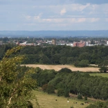 Distant view of a city. 