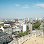Aerial view of a city centre landscape.