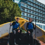 Paddle Boarders outside voco® St David's.