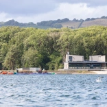 venue set against the trees in front of the reservoir in Cardiff 