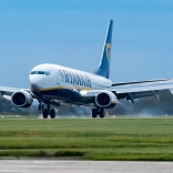 Ryanair aircraft on runway at Cardiff airport